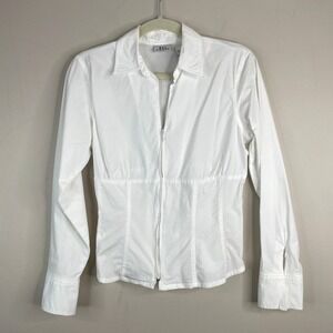 Vintage Y2K Empire Waist Zip Top Small Urban Chic Crisp Career Layering Preppy